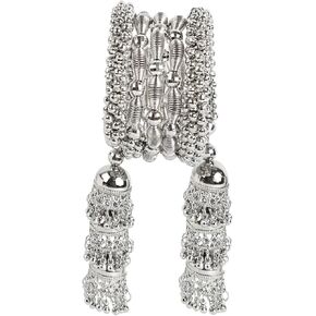 Efulgenz Indian Oxidized Jewelry Boho Bracelet Set Indian Oxidized Bracelet for Women Metal Ball Beaded Layered Jhumki Hanging Latkan Tassel Bracelet Fashion Statement Jewelry for Women
