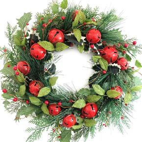TEMPUS 20" Christmas Wreath, Red Berry Artificial Wreath, Handmade Front Door Wreath， for Christmas Decoration Home Indoor Outdoor Wall Window Farmhouse Holiday Winter …