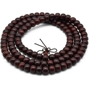 Zen Dear Unisex Natural African Blood Red Sandalwood Prayer Beads Tibetan Buddhism Mala Bracelet Necklace