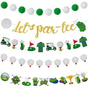 Colarr 5 Pcs Golf Themed Banner 9.84 ft Golf Party Decorations Supplies Hanging Golf Decor with Cord for Golf Lover Retirement Sport Adults, 5 Styles