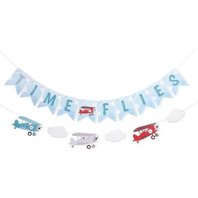 Time Flies Vintage Airplane Banner - Airplane 1st Birthday Banner, Time Flies Party Decorations, Time Flies Boy 1st Birthday Decorations