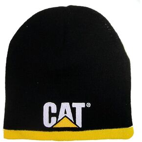 Caterpillar Equipment Black & Yellow Striped Knit Winter Beanie Cap