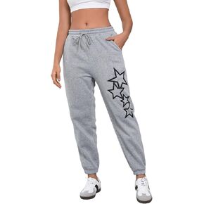 SOLY HUX Women's Drawstring Sweatpants Graphic Star Print Elastic Waist Joggers Pants with Pockets