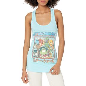 STAR WARS Girls Visions Anime Group Slim Fit, Scoop Hem Racerback Tank