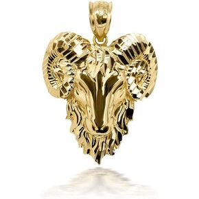 Animal Kingdom 10k Gold Aries Zodiac Sign Ram Head Necklace Pendant