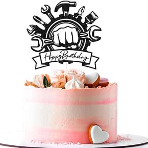 أدوات تزيين الكيك لعيد الميلاد السعيد، ديكورات الكيك على شكل مهندس إصلاح، كماشة ميكانيكية بمطرقة مفتاح الربط لعشاق السيارات لتزيين حفلات أعياد الميلاد باللون الأسود اللامع in Kuwait