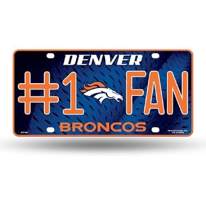 Rico Industries NFL Football Denver Broncos #1 Fan Metal Auto Tag
