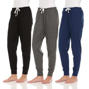 Essential Elements 3 Pack: Womens Cotton Joggers - 100% Cotton Lounge Athletic Casual Sleep Casual Pajama PJ Pants Sweatpants in Kuwait