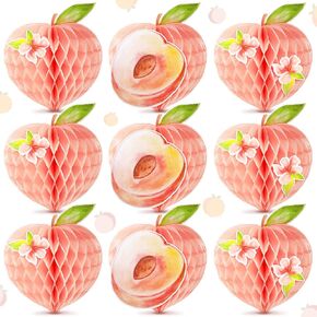 Spakon 9 Pcs Peach Birthday Party Decorations Peach Honeycomb Centerpieces Table Decorations for Wedding Birthday Party Supplies