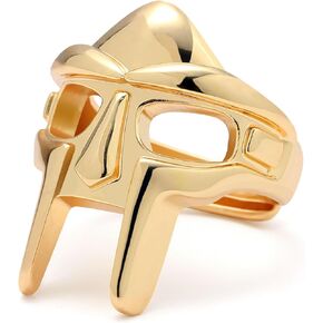 Yumikoo DOOM Mask Ring for Men Adjustable Ring Gladiator Style gold