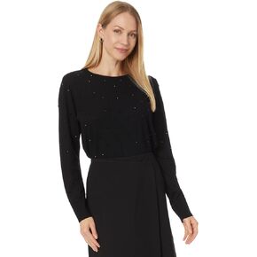 Elliott Lauren Women's Setter-Crew Neck Sweater with Jet Black Rhinestones