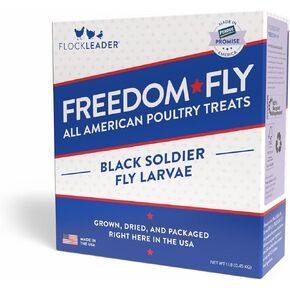 FLOCKLEADER Freedom Fly, All American Dried Black Soldier Fly Larvae Poultry Treats, 1 lb