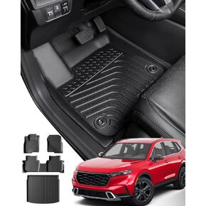 Liner Master® Floor Mats for Honda CR-V 2023 2024 2025(Gas & Hybrid) All Weather Protection TPE Rubber Liner Custom Fit for CRV Interior Accessories with Front Rear Cargo Trunk Carpet 4PCS Set Black