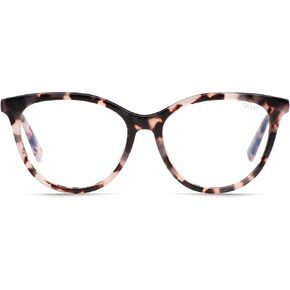 Quay Women's Cat Eye Lenses Protection, Milky TORT/Clear Blue Light Lens, Large