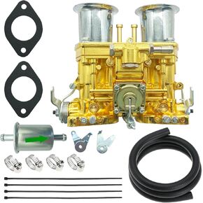40 IDF Carburetor Replacement for Weber 40mm Carb 2 Barrel Beetle Car Air Horn (Golden)