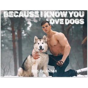 2025 Wall Calendar - 2025 Calendar, JAN 2025 - DEC 2025, 8.5" x 11" (Closed), Men & Dog Calendar 2025, Funny Wall Calendar, Dog Lover Gifts Choice