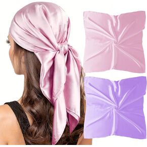 vimate 35" Square Silk Like Head Scarf - Women's Fashion Satin Scarf Bandana for Hair Wrapping at Night.