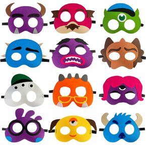 12pcs Monster Felt Masks，Monster Theme Party Supplies, the Monster Birthday party Decoration Birthday Party Dress Up Blindfold