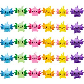 60PCS Mini Axolotl Colorful Mini Resin Axolotl Figurines Mini Animal Figures Cute Axolotl Cake Topper Axolotl Ornament Charms for DIY Craft Garden Decoration