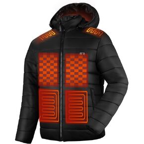 Heated Jacket for Men and Women, Black Winter Coat with Battery Pack, 13 Heating Zone Heated Coat