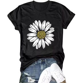Women Trendy Tops Sunflower Graphic Loose Summer Tees T-Shirts blouse