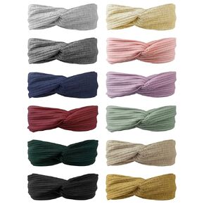 Knotted Headbands for Women and Girls, Head Bands No Slip Fashion for Women and Girls, 12 Pcs Headbands for Girls with 12 Colors