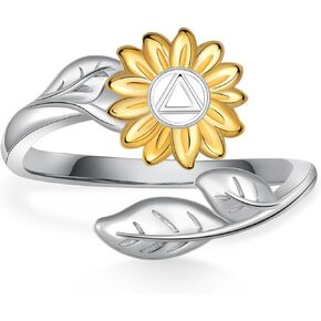 Sobriety Gifts for Women 925 Sterling Silver Alcoholics Anonymous Recovery Symbol Ring Sobriety Jewelry Gifts for Women