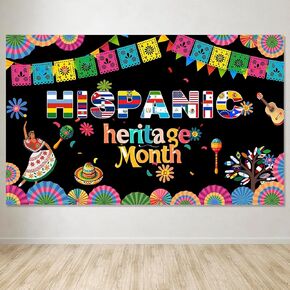 ChezMax Hispanic Heritage Month Decorations - 48'' X 72'', National Latin American Spanish Backdrop Banner Photo Booth Background Tapestry Decor Supplies for Classroom Party Home Office