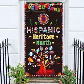 Hispanic Heritage Month Decorations Door Cover Spanish Speaking Countries Latino American Celebration Hanging Background for Classroom Home Yard Garage Wall Lawn Indoor Outdoor Sign