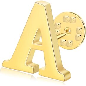 Initial Letter Lapel Pins for Men Women Personalized Name Brooch Pins for Men Suits Hats Metal Button Pins Gold A-Z