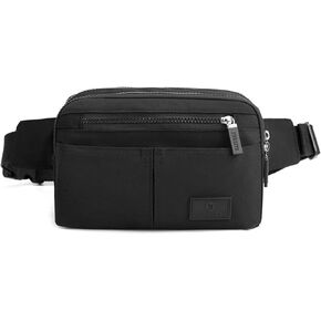 Belt Bag Mini Everywhere Crossbody Waist Bag Fanny Pack Hip Bum Bag for Women Men Casual Running Daypack Tool Pouch 5 Pockets (Black)
