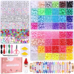 3000 Pcs Pony Beads for Bracelet Making Kit, 48 Colors 3 Boxes Friendship Bracelet Beads, Rainbow Kandi Beads with Letter Beads Heart Beads for Name Bracelets Jewelry Making Crafts Gift for Adults