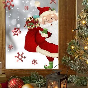 9 Sheet Christmas Window Clings Double-Sided Christmas Candy Scepter Gingerbread Man Window Decals Holiday PVC Stickers for Winter New Year Home Shop Window Glass Display Decoration