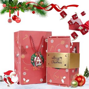 FAGOBYX Surprise Gift Box Explosion for Money,Merry Christmas Surprise Gift Boxes,Cash Explosion Luxury Gift Box for Birthday Anniversary Valentine Proposal (10 Bounces) (Red Christmas)