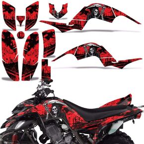 ATV Graphics kit Sticker Decal Compatible with Yamaha Raptor 660 2001-2005 - Reaper V2 Red