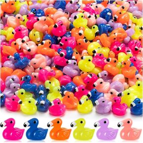 60Pcs Mini Resin Flamingo Ducks, Colorful Flamingo Tiny Ducks, Cute Flamingo Figurines for Cake Topper Garden Dollhouse Landscape Aquarium Ornaments DIY Crafts