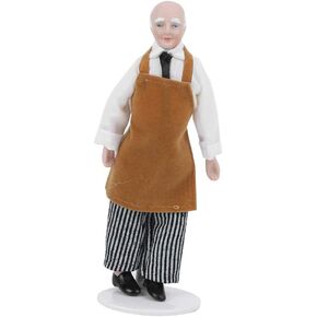 Dollhouse Dolls 1 12 Scale Miniature Porcelain Ceramic Doll People Model Ornament Chef Man Servant Dollhouse Accessories(#1)
