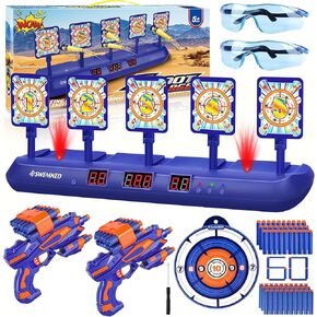 Digital Shooting Targets for Nerf Guns Practice Toy, Upgrade 5 Targets Auto Reset 3 Game Mode Electronic Scoring, Ideal Fun Gifts Toys for Age 5,6,7,8,9,10,11,12,13+ Year Old Kids/Boys/Girls