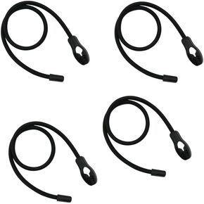 Heavy Duty Adjustable Elastics Stretch Lock Shock Bungee Cords Rope with PVC Coated Buckle All Black for Motorcycle, Cargo, Camping, RV, Trailer, Bicycle Carrier Rack, Trunk,Luggage (4 Pack)