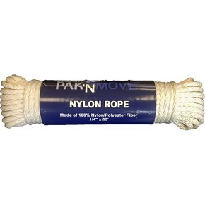 UBOXES Nylon/Poly Tie Down Rope 50 feet x 1/4" Thick (White Fiber)