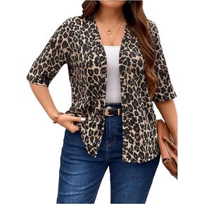WDIRARA Women's Plus Size Lightweight Open Front Cardigan Casual Half Sleeve Kimono Cardigans