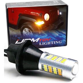 iJDMTOY Front Turn Signal Lamps 42-Diodes White/Amber LED Daylight DRL, LED Blinker Kit Compatible With Jeep 2018-up Wrangler JL Sport Trim ONLY