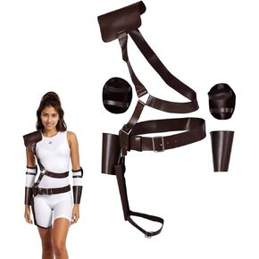 Lucy Costume Belt Halloween Cosplay Gun Props Holster Leather Cosplay Outfits Arm Guards 7 Pcs Full Accessories