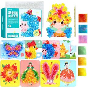 Creative Puzzle Puncture Painting Poke Art DIY Toys,Poking Painting Fabric Art Frenzy Paper Craft Kit Creative Toys DIY Arts Craft Kit Fashion Design Drawing Book with Watercolor Painting (B)
