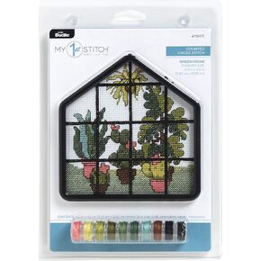 Bucilla 47907E My 1st Stitch Counted Cross Stitch Kit, 4", Greenhouse