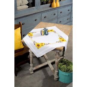 Vervaco Cross Stitch Tablecloth Kit Sunflowers 32" x 32"