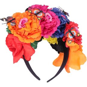 Beavorty 1Pcs Halloween Rose Headband Mexican Flower Headband Women Halloween Christmas Flower Headband for Party Cosplay