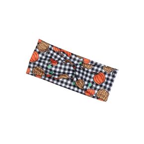 BBTDIN Thanksgiving Turban Pumpkin Headband for Women Girls Thanksgiving Turkey Headwear JHT20 (A2-Black)