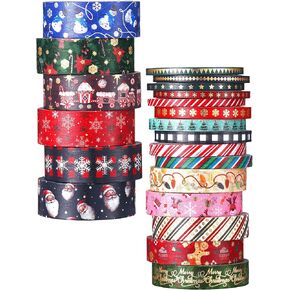 Outus 21 Rolls Washi Tape Holiday Washi Tape Stripe Tape Decorative Self Adhesive Tape for DIY Crafts Scrapbooking Present Wrapping Party Favors (Classic)