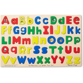 Melissa & Doug Upper & Lower Case Alphabet Letters Wooden Puzzle - 52 Pieces